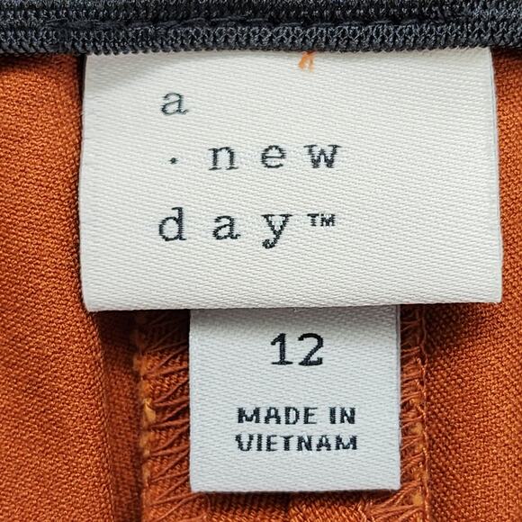 A New Day Pants Womens 12 Rust Orange Slim Fit Ankle Side Zip Office‎ Preppy - Picture 5 of 13